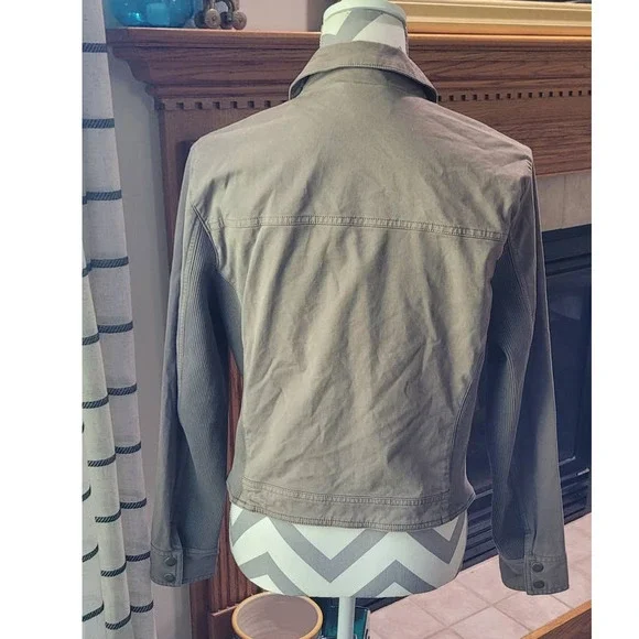 Garnet Hill Moto Jacket Size 6 Army Green - Picture 2 of 7